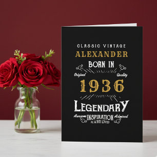 Tarjeta Cumpleaños 90 Personalizado Nacido en 1936 Vintage