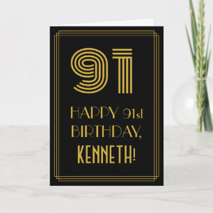 Tarjeta Cumpleaños 91: Aspecto inspirado en el Art Deco "9
