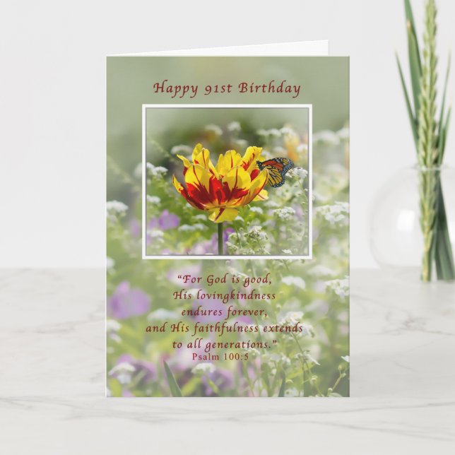 Tarjeta Cumpleaños 91, Religiosa, Mariposa (Anverso)