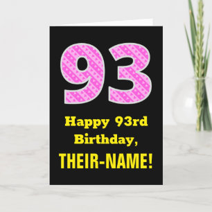Tarjeta Cumpleaños 93: Bandas rosas y corazones "93" + Nom