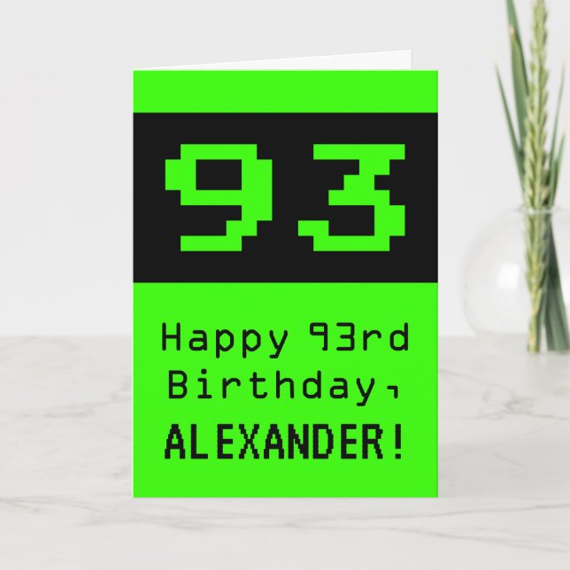 Tarjeta Cumpleaños 93: Nerdy / Geeky Style "93" y nombre (Anverso)
