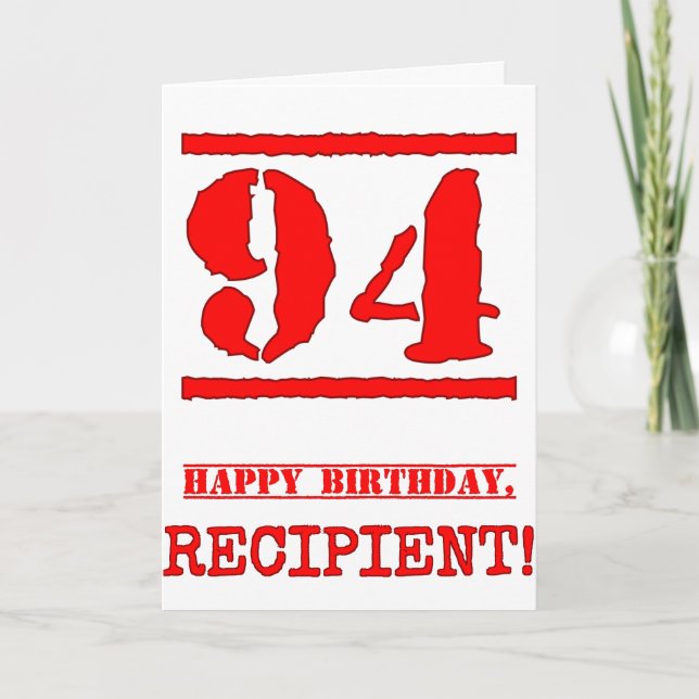 Tarjeta Cumpleaños 94: Diversión, Estampado de goma roja (Anverso)