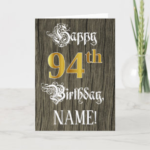 Tarjeta Cumpleaños 94: Faux Gold Look + Faux Wood Pattern