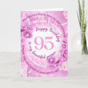 Tarjeta Cumpleaños 95 hito floral flor de cerezo rosa
