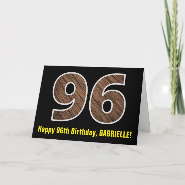Tarjeta Cumpleaños 96: Nombre + Patrón de "96" con imitaci (Anverso)