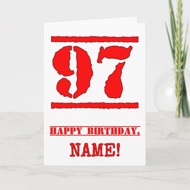 Tarjeta Cumpleaños 97: Diversión, Estampado de goma roja (Anverso)