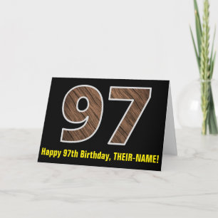 Tarjeta Cumpleaños 97: Nombre + Patrón de textura de mader