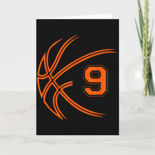 Tarjeta Cumpleaños 9 Baloncesto Nueve 9 Años Niños