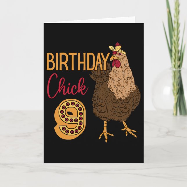 Tarjeta Cumpleaños 9 de Pollo Cluck Rn Fiesta Granja Rny (Anverso)