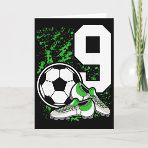 Tarjeta Cumpleaños 9 niños 9 años jugador fútbol cumpleaño