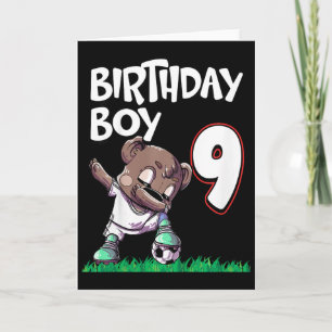Tarjeta Cumpleaños 9 niños fútbol 