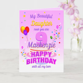 Tarjeta Cumpleaños 9 PINK
