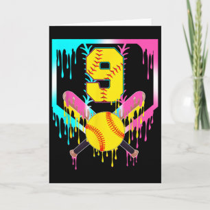 Tarjeta Cumpleaños 9 suave placa de home goteo helado 9 añ