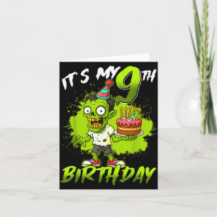 Tarjeta Cumpleaños 9 Zombie de 9 Años Feliz Halloween