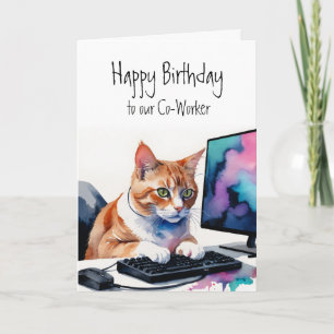 Tarjeta Cumpleaños a todos los grupos, Cat Co-Worker Cake