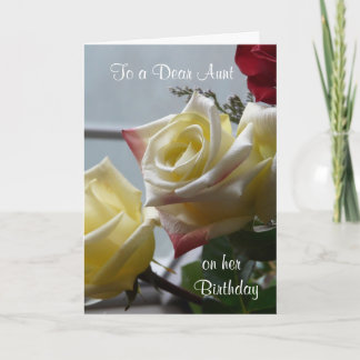 Tarjeta Cumpleaños/A una querida tía Roses Amarillas