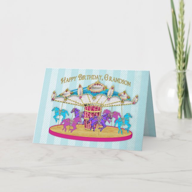 Tarjeta Cumpleaños - Abuelo - Carrusel (Anverso)
