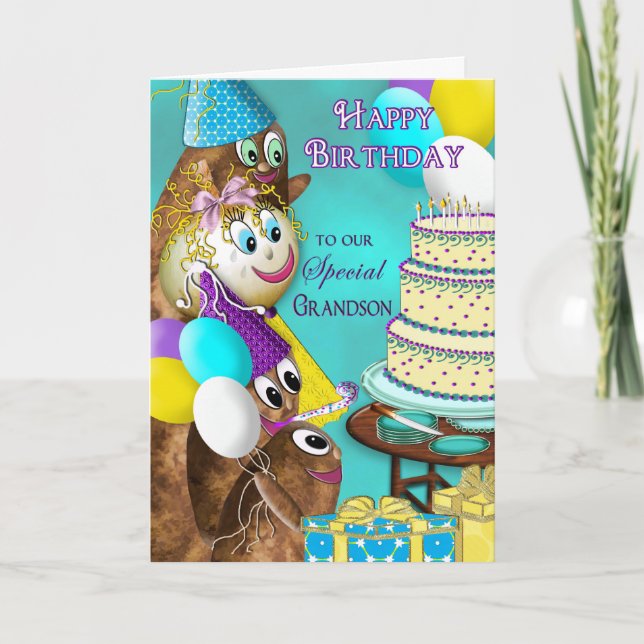 Tarjeta CUMPLEAÑOS - Abuelo - FAMILIA DE LA PATATA (Anverso)