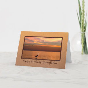 Tarjeta Cumpleaños, abuelo, vista al océano al atardecer