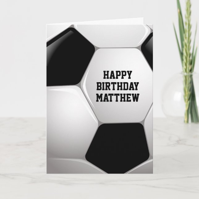 Tarjeta Cumpleaños adaptable del balón de fútbol del (Anverso)