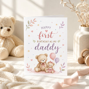 Tarjeta Cumpleaños adorable con mi papá osito de acuarela
