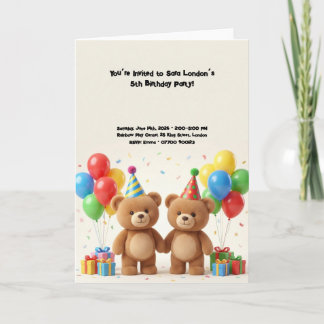 Tarjeta Cumpleaños adorable oso de peluche