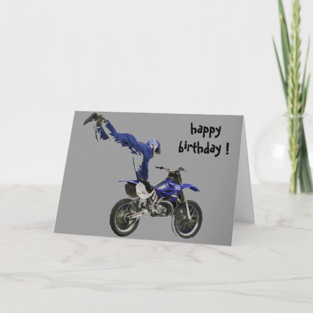 Tarjeta cumpleaños aéreo del motocrós (Anverso)