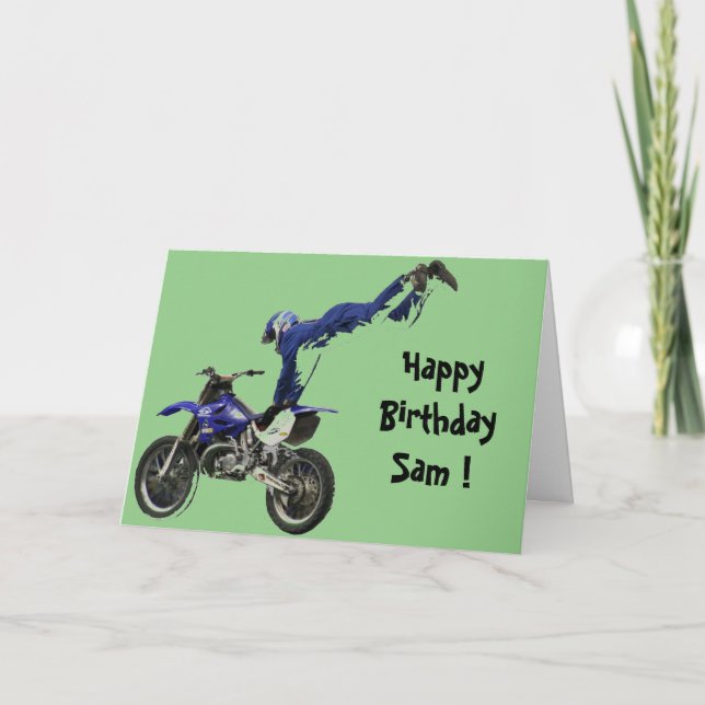 Tarjeta cumpleaños aéreo moto-cross (Anverso)