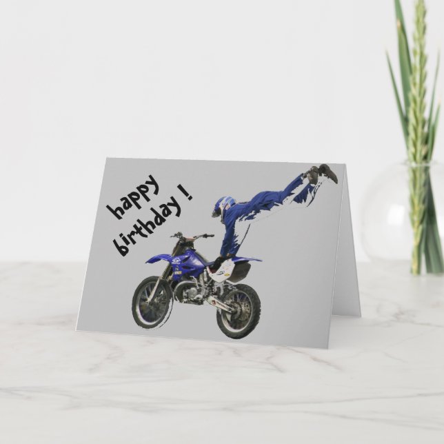 Tarjeta cumpleaños aéreo motociclista (Anverso)