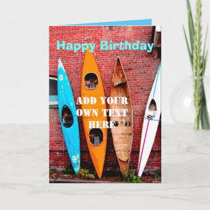 Tarjeta Cumpleaños agrega tu propio texto kayaks fotografí