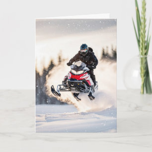 Tarjeta Cumpleaños Airborne Snowmobiler