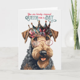 Tarjeta Cumpleaños Airedale Terrier Dog Queen por un día
