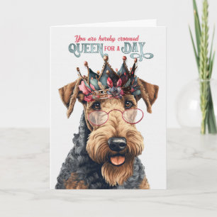 Tarjeta Cumpleaños Airedale Terrier Dog Queen por un día