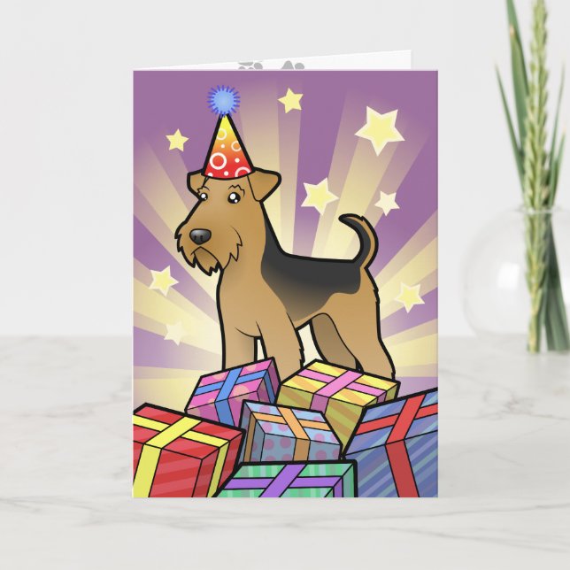 Tarjeta Cumpleaños Airedale Terrier/Terrier galés (Anverso)