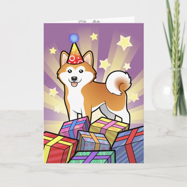 Tarjeta Cumpleaños Akita Inu/Shiba Inu (Anverso)