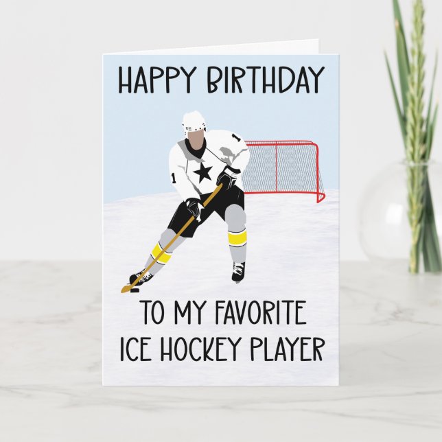Tarjeta Cumpleaños al jugador de hockey sobre hielo favori (Anverso)