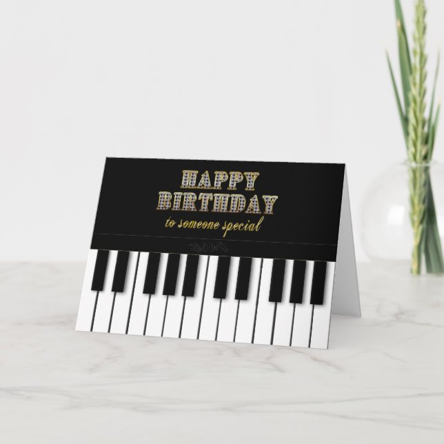 Tarjeta CUMPLEAÑOS, ALGUIEN ESPECIAL, teclado de piano (Anverso)