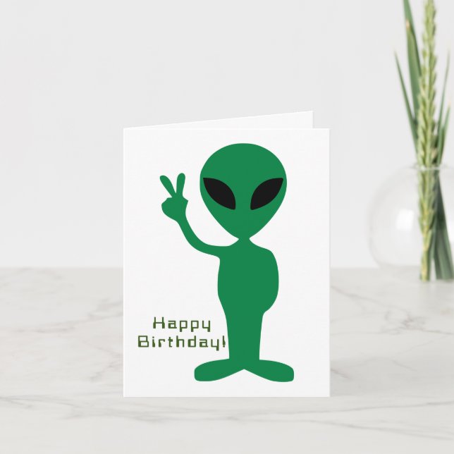 Tarjeta Cumpleaños Alien Pacifista (Anverso)