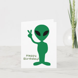 Tarjeta Cumpleaños Alien Pacifista