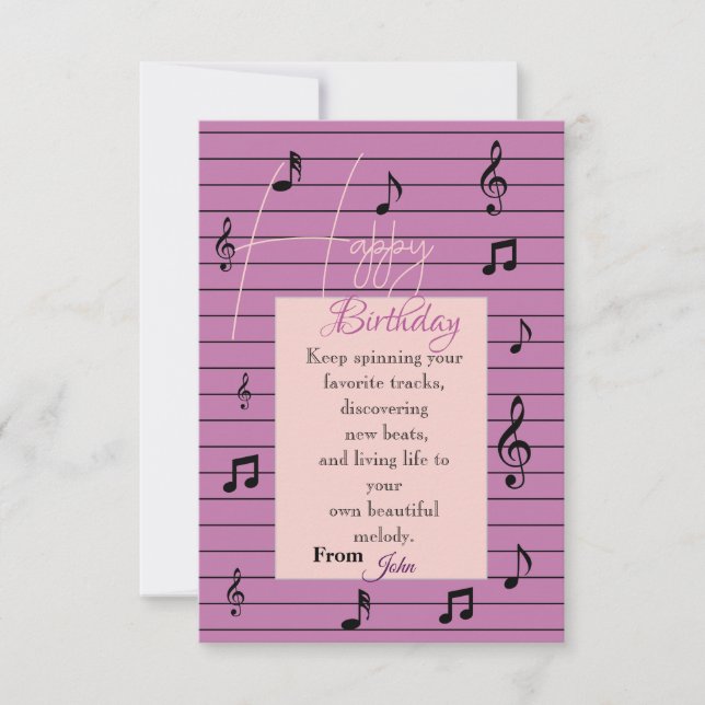 Tarjeta Cumpleaños Amante de la Música (Anverso)