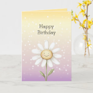 Tarjeta Cumpleaños Amapola Puntos Bokeh Amarillo Púrpura B