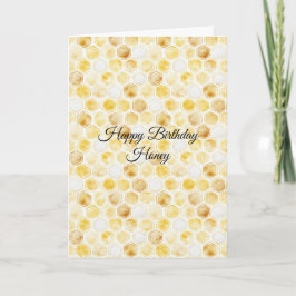 Tarjeta Cumpleaños Amarillo Dorado Panal
