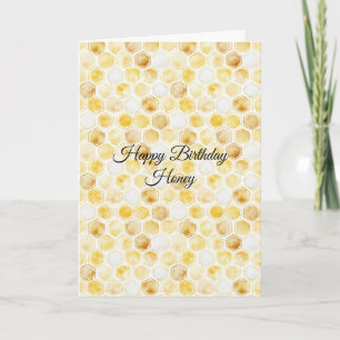 Tarjeta Cumpleaños Amarillo Dorado Panal