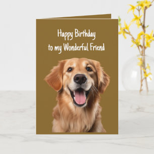 Tarjeta Cumpleaños Amigo Maravilloso Divertido Golden Retr