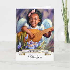 Tarjeta Cumpleaños. Ángel pequeño con Lute