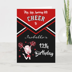 Tarjeta Cumpleaños animadora - Nombre y edad DIY - Rojo os