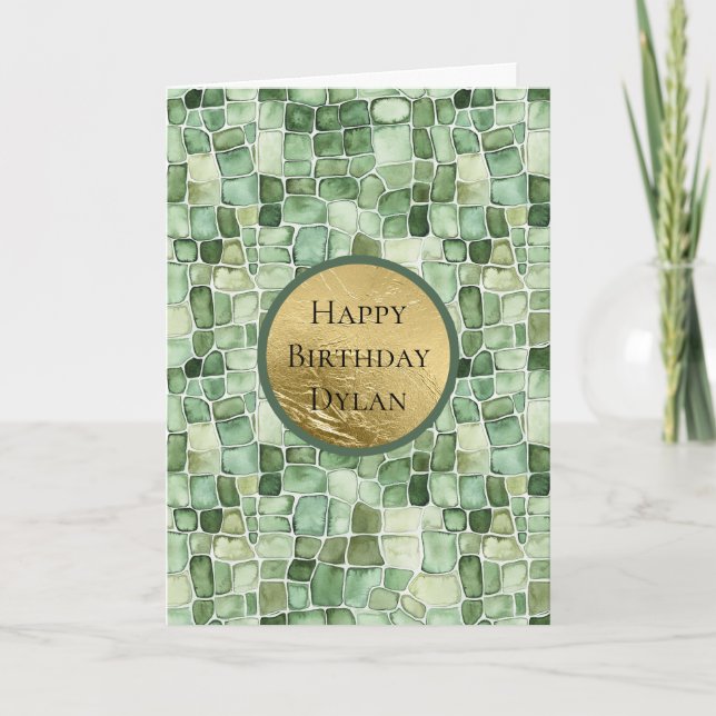 Tarjeta Cumpleaños Animal Cocodrilo Falso Verde (Anverso)