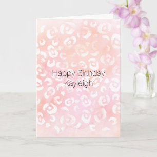 Tarjeta Cumpleaños Animal Leopardo Rosa Flor Blush Femenin