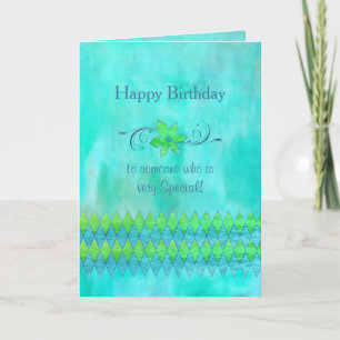 TARJETA CUMPLEAÑOS - AQUA AZUL Y VERDE - HERMOSA PERSONA