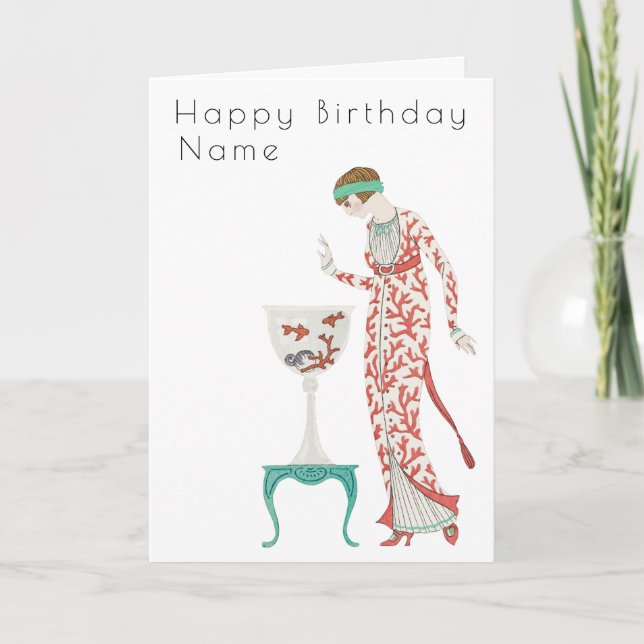 Tarjeta Cumpleaños Art Déco Mujer George Barbier (Anverso)